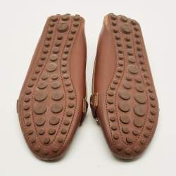 Pre Owned Louis Vuitton Oxford Size 38 Brown Leather Loafers