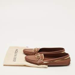 Pre Owned Louis Vuitton Oxford Size 38 Brown Leather Loafers