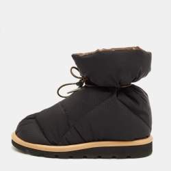 Pre Owned Louis Vuitton Pillow Size 36 Black/Green Nylon Ankle Length Boots