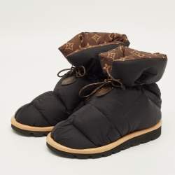 Pre Owned Louis Vuitton Pillow Size 36 Black/Green Nylon Ankle Length Boots