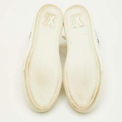 Pre Owned Louis Vuitton Stellar Size 37.5 White Leather and Monogram Mesh High Top Sneakers