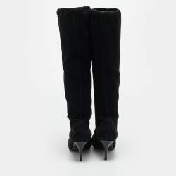 مملوكة مسبقًا Louis Vuitton Size 34.5 Black Suede Knee Length Boots