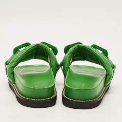 Pre Owned Louis Vuitton Sunset Size 40 Green Leather Flat Sandals