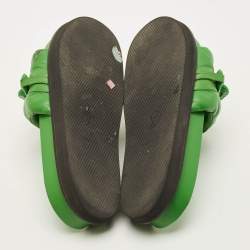 Pre Owned Louis Vuitton Sunset Size 40 Green Leather Flat Sandals