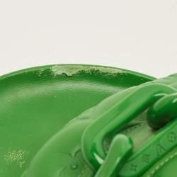 Pre Owned Louis Vuitton Sunset Size 40 Green Leather Flat Sandals