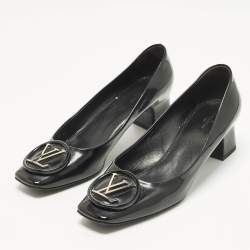 Pre Owned Louis Vuitton Madeleine Size 40 Black Patent Leather Block Heel Pumps