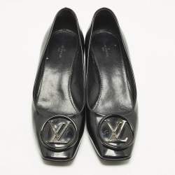Pre Owned Louis Vuitton Madeleine Size 40 Black Patent Leather Block Heel Pumps
