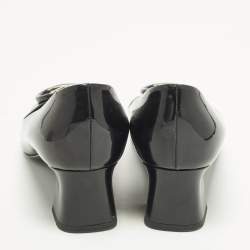 Pre Owned Louis Vuitton Madeleine Size 40 Black Patent Leather Block Heel Pumps