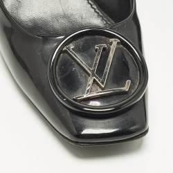 Pre Owned Louis Vuitton Madeleine Size 40 Black Patent Leather Block Heel Pumps