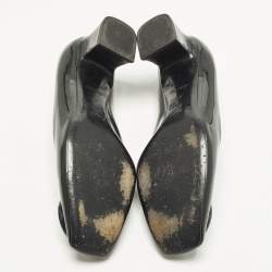 Pre Owned Louis Vuitton Madeleine Size 40 Black Patent Leather Block Heel Pumps