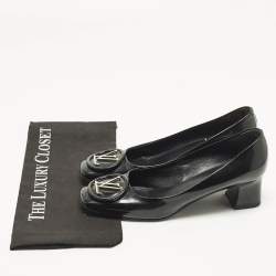 Pre Owned Louis Vuitton Madeleine Size 40 Black Patent Leather Block Heel Pumps