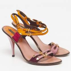 Pre Owned صندل لوي فيتون متعدد الألوان شعر العجل بتفاصيل إبزيم وأشرطة مقاس 40