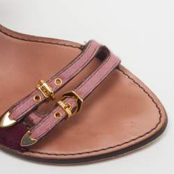 Pre Owned صندل لوي فيتون متعدد الألوان شعر العجل بتفاصيل إبزيم وأشرطة مقاس 40