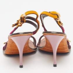 Pre Owned صندل لوي فيتون متعدد الألوان شعر العجل بتفاصيل إبزيم وأشرطة مقاس 40
