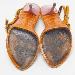 Pre Owned صندل لوي فيتون متعدد الألوان شعر العجل بتفاصيل إبزيم وأشرطة مقاس 40