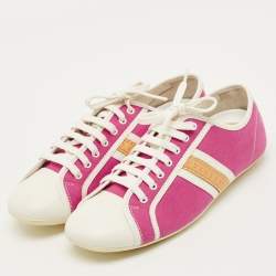 مملوكة مسبقًا حذاء رياضي لوي فيتون قماش وجلد ماجنتا/أبيض برباط مقاس 38