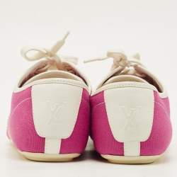 مملوكة مسبقًا حذاء رياضي لوي فيتون قماش وجلد ماجنتا/أبيض برباط مقاس 38