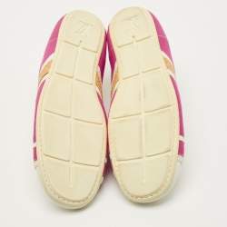 مملوكة مسبقًا حذاء رياضي لوي فيتون قماش وجلد ماجنتا/أبيض برباط مقاس 38