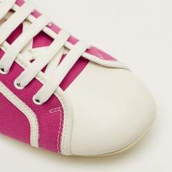 مملوكة مسبقًا حذاء رياضي لوي فيتون قماش وجلد ماجنتا/أبيض برباط مقاس 38