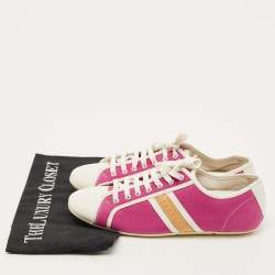 مملوكة مسبقًا حذاء رياضي لوي فيتون قماش وجلد ماجنتا/أبيض برباط مقاس 38