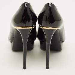 Pre Owned حذاء كعب عالى لوى فيتون إيالين جلد لامع أسود منصة مقاس 38