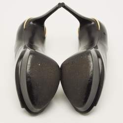 Pre Owned حذاء كعب عالى لوى فيتون إيالين جلد لامع أسود منصة مقاس 38