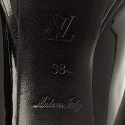 Pre Owned حذاء كعب عالى لوى فيتون إيالين جلد لامع أسود منصة مقاس 38