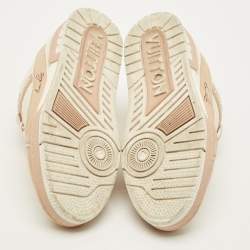 Pre Owned Louis Vuitton LV Trainer Size 37.5 Cream Pink/White Leather and Nubuck Leather Low Top Sneakers