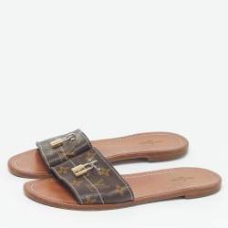 مملوكة مسبقًا Louis Vuitton Lock It Size 39 Brown Monogram Coated Canvas Flat Slides