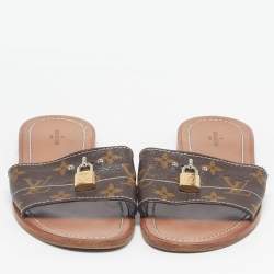 مملوكة مسبقًا Louis Vuitton Lock It Size 39 Brown Monogram Coated Canvas Flat Slides
