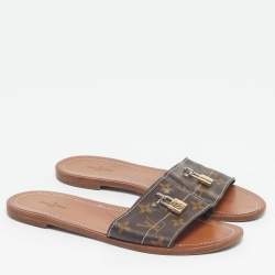 مملوكة مسبقًا Louis Vuitton Lock It Size 39 Brown Monogram Coated Canvas Flat Slides