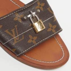 مملوكة مسبقًا Louis Vuitton Lock It Size 39 Brown Monogram Coated Canvas Flat Slides