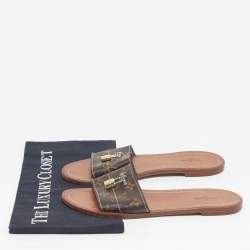 مملوكة مسبقًا Louis Vuitton Lock It Size 39 Brown Monogram Coated Canvas Flat Slides