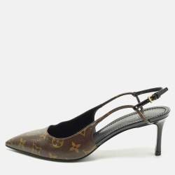 Pre Owned حذاء كعب عالي لوي فيتون تشيري كانفاس مونوغرام بني/أسود وجلد لامع مقاس 39 سهل الارتداء