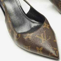 Pre Owned حذاء كعب عالي لوي فيتون تشيري ك انفاس مونوغرام بني/أسود وجلد لامع مقاس 39 سهل الارتداء