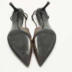 Pre Owned حذاء كعب عالي لوي فيتون تشيري كانفاس مونوغرام بني/أسود وجلد لامع مقاس 39 سهل الارتداء