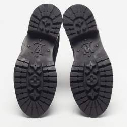 Pre Owned حذاء بوت منتصف ساق لوي فيتون "رواد تريب" مطوي جلد مونوغرامي بارز أسود مقاس 36