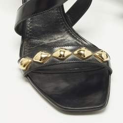 Pre Owned Louis Vuitton Unchain Size 36 Black Leather Ankle Strap Sandals