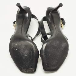 Pre Owned Louis Vuitton Unchain Size 36 Black Leather Ankle Strap Sandals