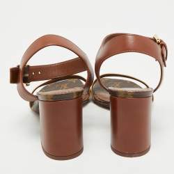 مملوكة مسبقًا صندل لوي فيتون بلوم جلد بني/ذهبي بحزام للكاحل مقاس 36