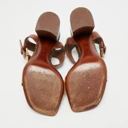 مملوكة مسبقًا صندل لوي فيتون بلوم جلد بني/ذهبي بحزام للكاحل مقاس 36