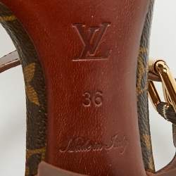 مملوكة مسبقًا صندل لوي فيتون بلوم جلد بني/ذهبي بحزام للكاحل مقاس 36