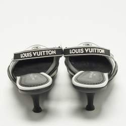 Pre Owned حذاء كعب عالي لويس فيتون قوس خفيف حزام خلفي جلد أسود/أبيض مقاس 37