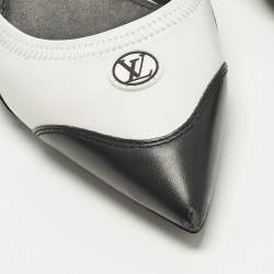 Pre Owned حذاء كعب عالي لويس فيتون قوس خفيف حزام خلفي جلد أسود/أبيض مقاس 37