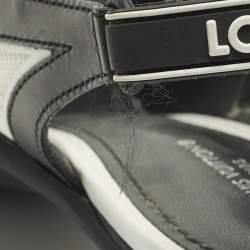 Pre Owned حذاء كعب عالي لويس فيتون قوس خفيف حزام خلفي جلد أسود/أبيض مقاس 37