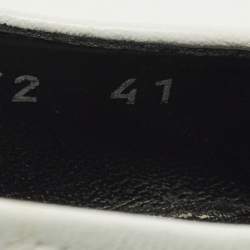 Pre Owned حذاء كعب عالي لويس فيتون قوس خفيف حزام خلفي جلد أسود/أبيض مقاس 37