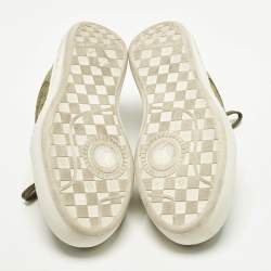 Pre Owned Louis Vuitton Groovy Size 39 Green Monogram Suede Low Top Platform Sneakers