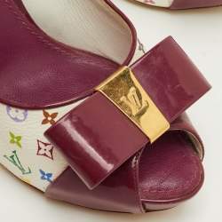 مملوكة مسبقًا Louis Vuitton Shirley Bow Size 38 Multicolore Monogram Canvas and Patent Leather Slingback Sandals