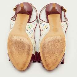 مملوكة مسبقًا Louis Vuitton Shirley Bow Size 38 Multicolore Monogram Canvas and Patent Leather Slingback Sandals