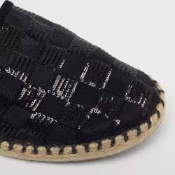 Pre Owned Louis Vuitton Size 37.5 Navy Blue Mesh And Sequins Slip On Espadrille Flats